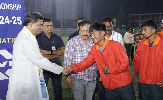 Tripura CM Dr. Manik Saha attends closing ceremony of Santosh Trophy in Agartala.